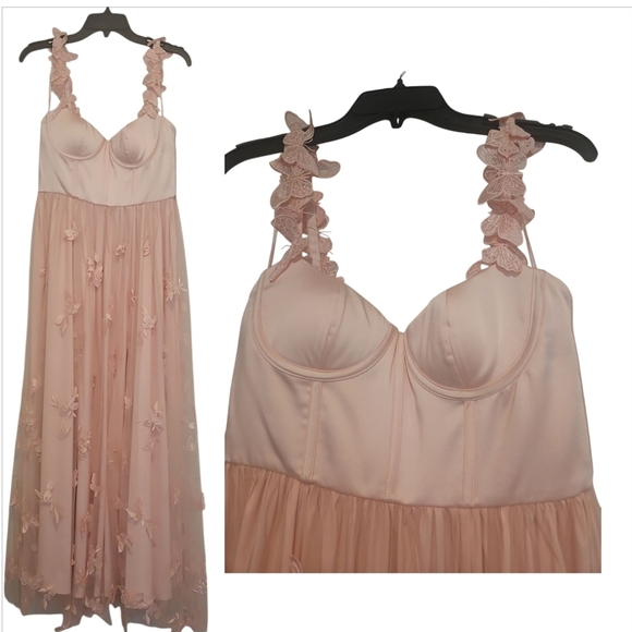 NWT Antonio Melani Woman's Dress Bustier Top Satin Tulle 3D Maxi Sz 8 - Picture 4 of 10